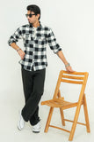 Mens White & Black Up Country Check Fannel Shirt