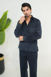 Navy Blue Corduroy Modern Tailored Set