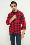 Mens Red Check Flannel Shirt