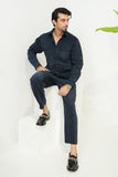 Navy Blue Corduroy Modern Tailored Set