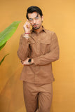 Mocha Brown Tailored Set in Corduory