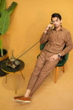 Mocha Brown Tailored Set in Corduory