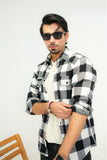 Mens White & Black Up Country Check Fannel Shirt
