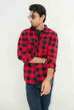Mens Red Check Flannel Shirt