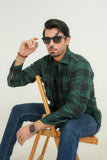 Fern Green Black Check Flannel Shirt