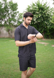 Jet Black Printed Short Co-ords