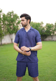 Navy Blue Printed Short Co-ords