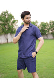 Navy Blue Printed Short Co-ords