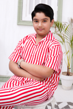 White Red Stripes Premium Cotton Co-ords