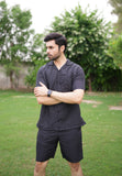 Jet Black Printed Short Co-ords