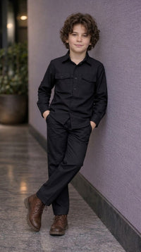 Black full sleeve kid's Co-ords set
