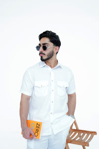 White Luxuries Self Cotton Co-ord Set