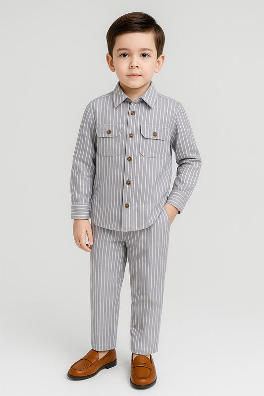 Grey Strips Modern Suit