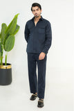 Navy Blue Corduroy Modern Tailored Set
