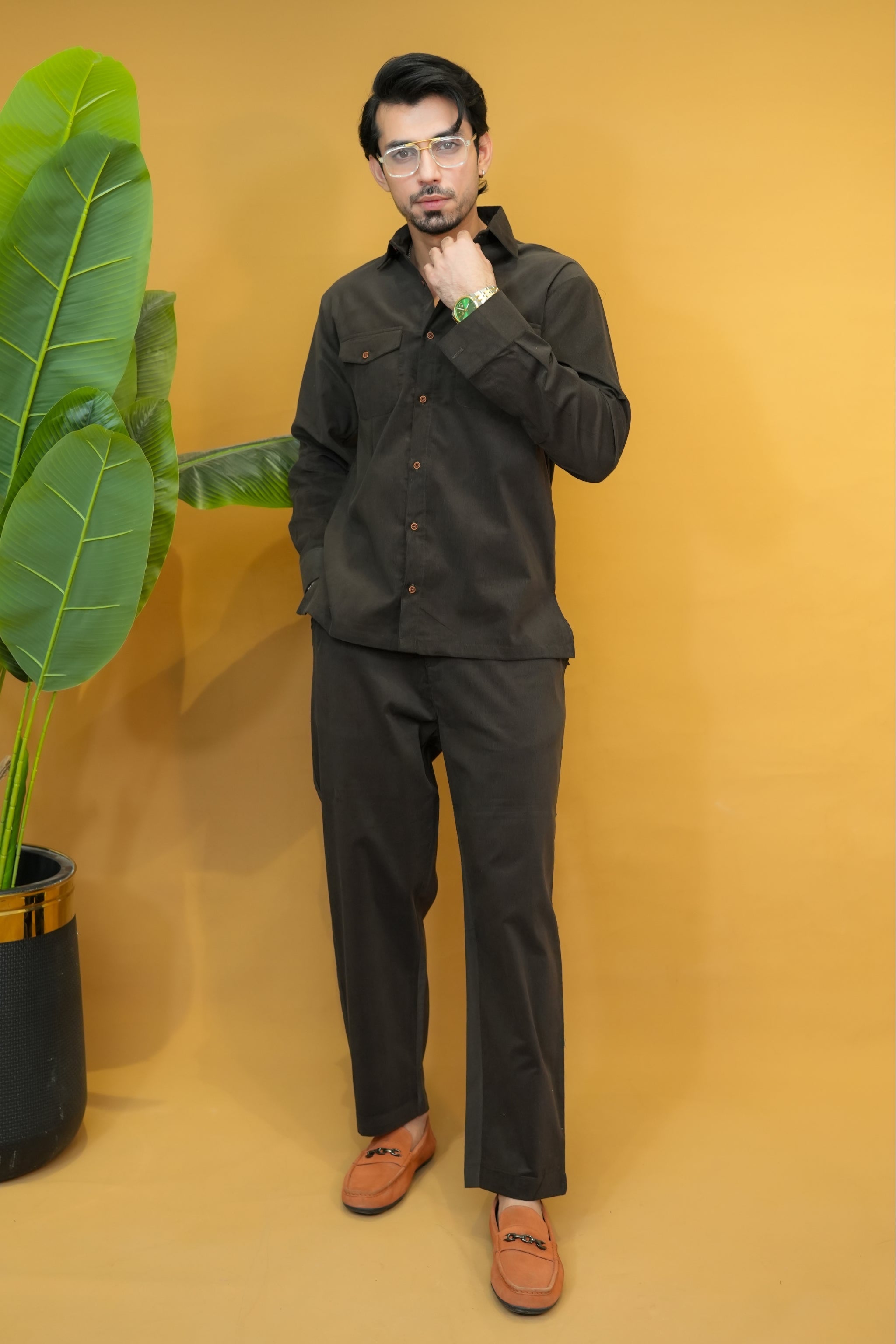 Dark Green Corduroy Modern Tailored Set