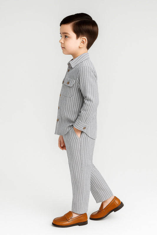 Grey Strips Modern Suit