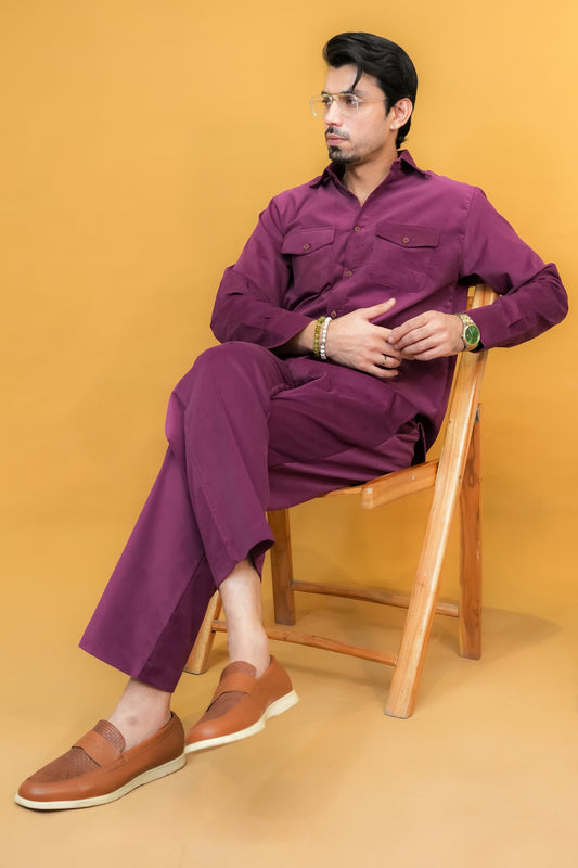 Plum Corduroy Modern Tailored Set