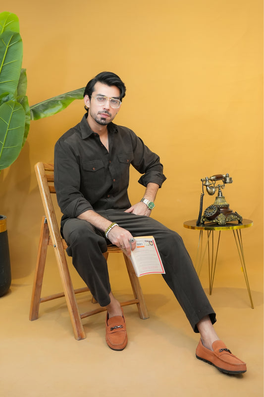 Dark Green Corduroy Modern Tailored Set