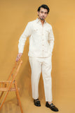 Off White Modern Tailored Set Corduroy