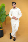 Off White Modern Tailored Set Corduroy