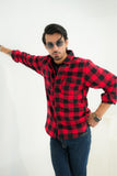 Mens Red Check Flannel Shirt