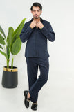 Navy Blue Corduroy Modern Tailored Set