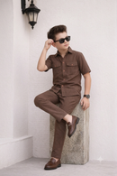 Brown modern kid's Co-ords