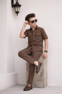 Brown modern kid's Co-ords