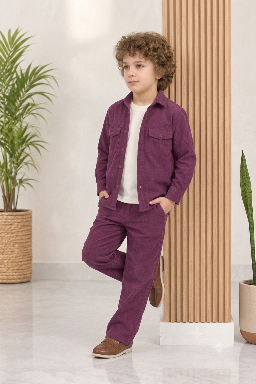 Burgandy corduroy winter Co-ords set