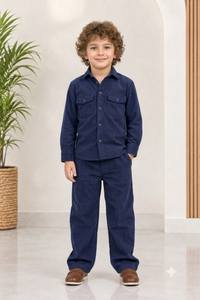 indigo Blue corduroy Winter Co-ords Set