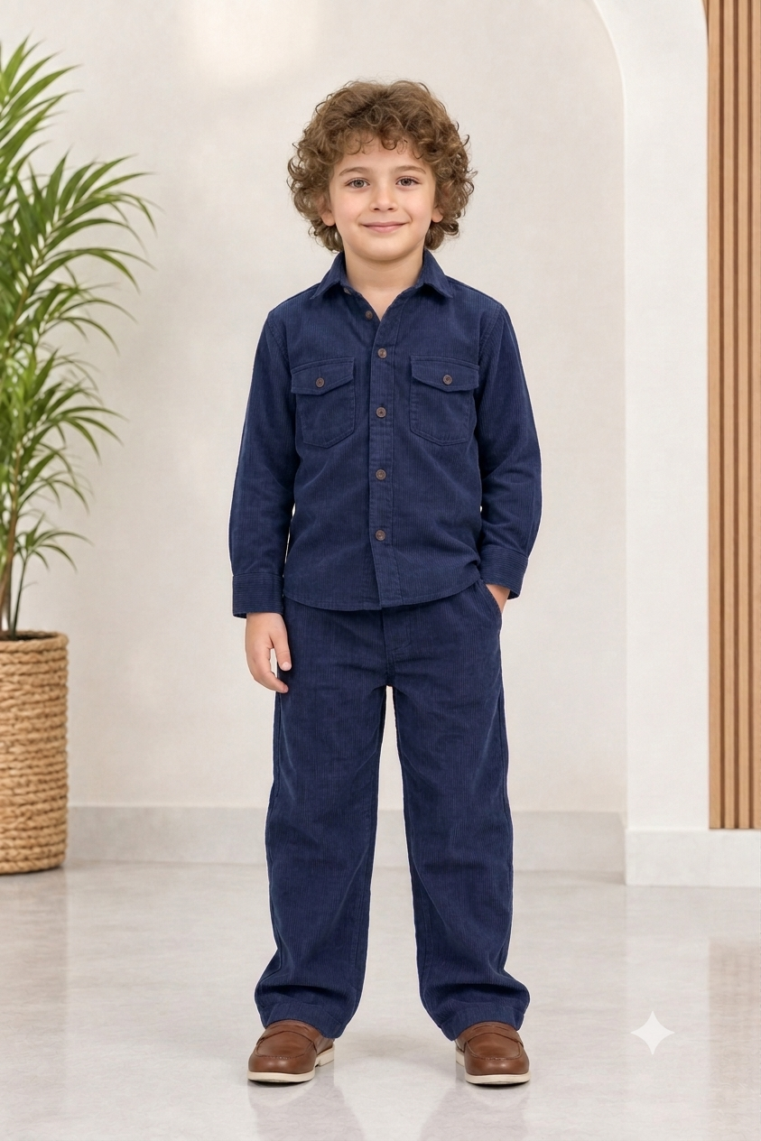 indigo Blue corduroy Winter Co-ords Set