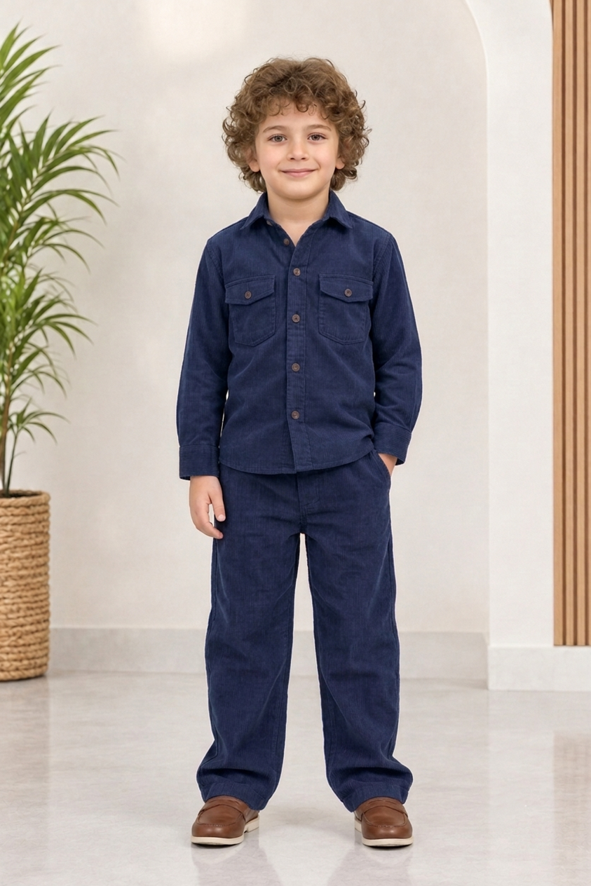 indigo Blue corduroy Winter Co-ords Set