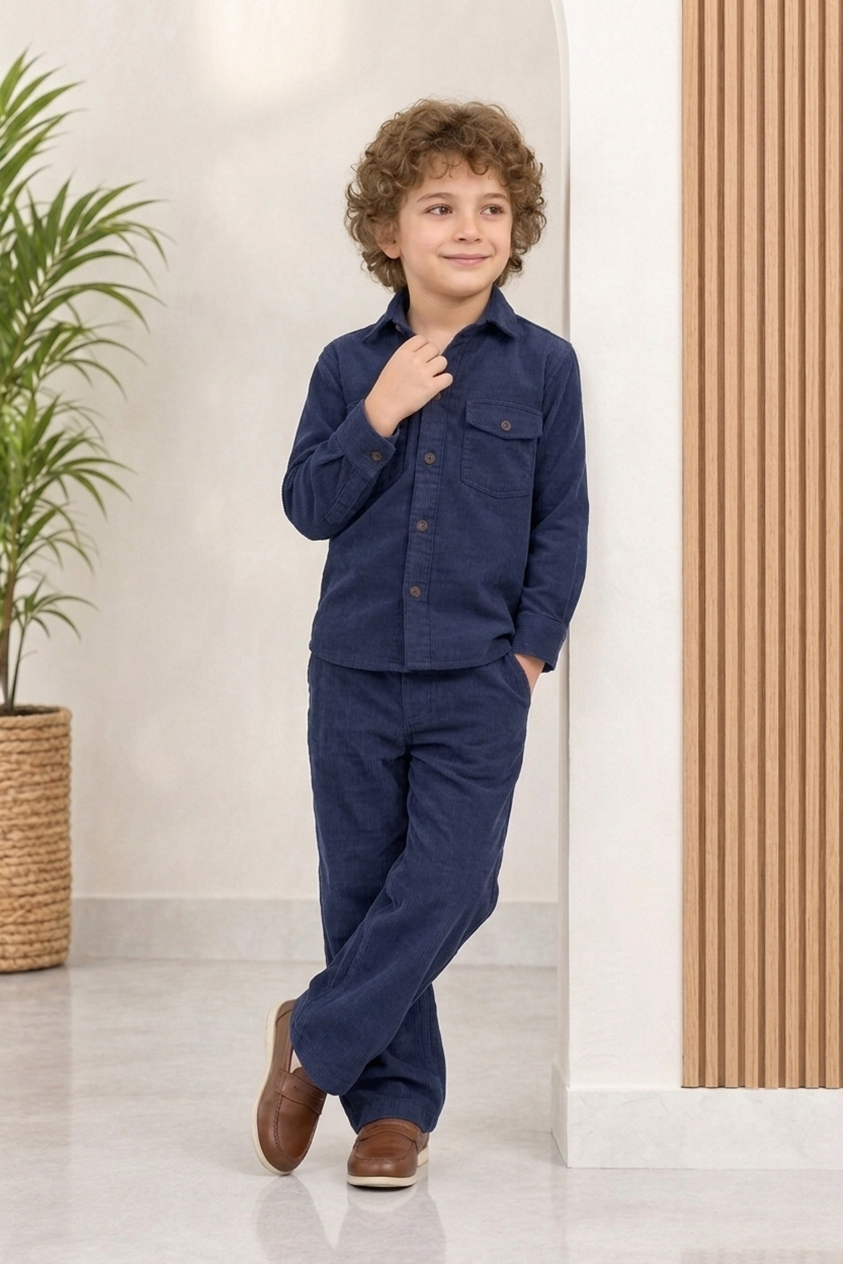 indigo Blue corduroy Winter Co-ords Set
