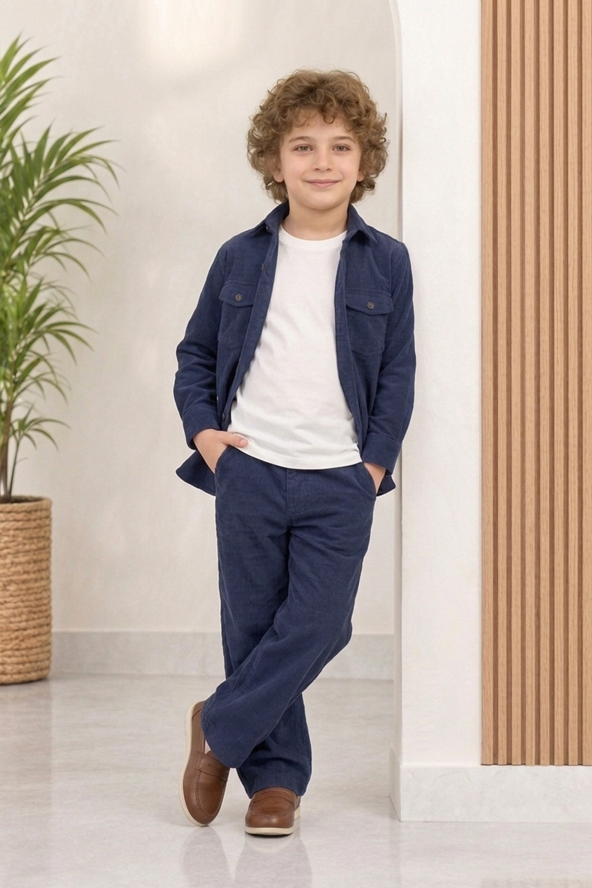 indigo Blue corduroy Winter Co-ords Set