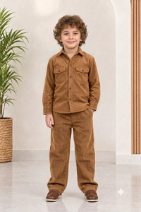Cognac Brown corduroy Winter Co-ords Set