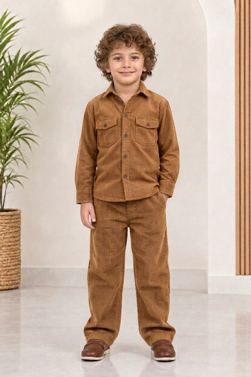 Cognac Brown corduroy Winter Co-ords Set