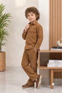 Cognac Brown corduroy Winter Co-ords Set