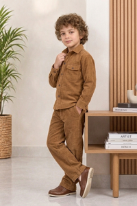 Cognac Brown corduroy Winter Co-ords Set