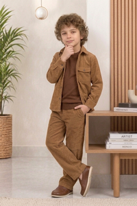 Cognac Brown corduroy Winter Co-ords Set