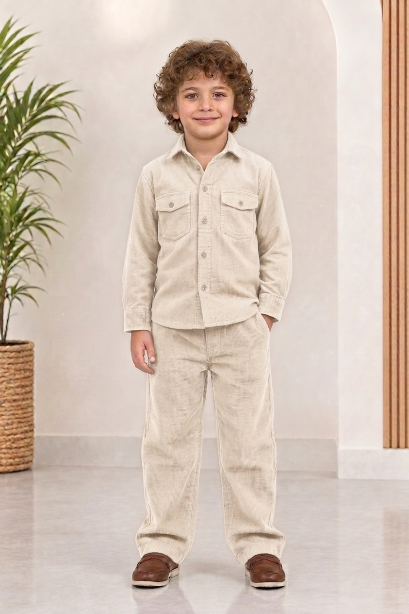 Off white corduroy winter Co-ords set