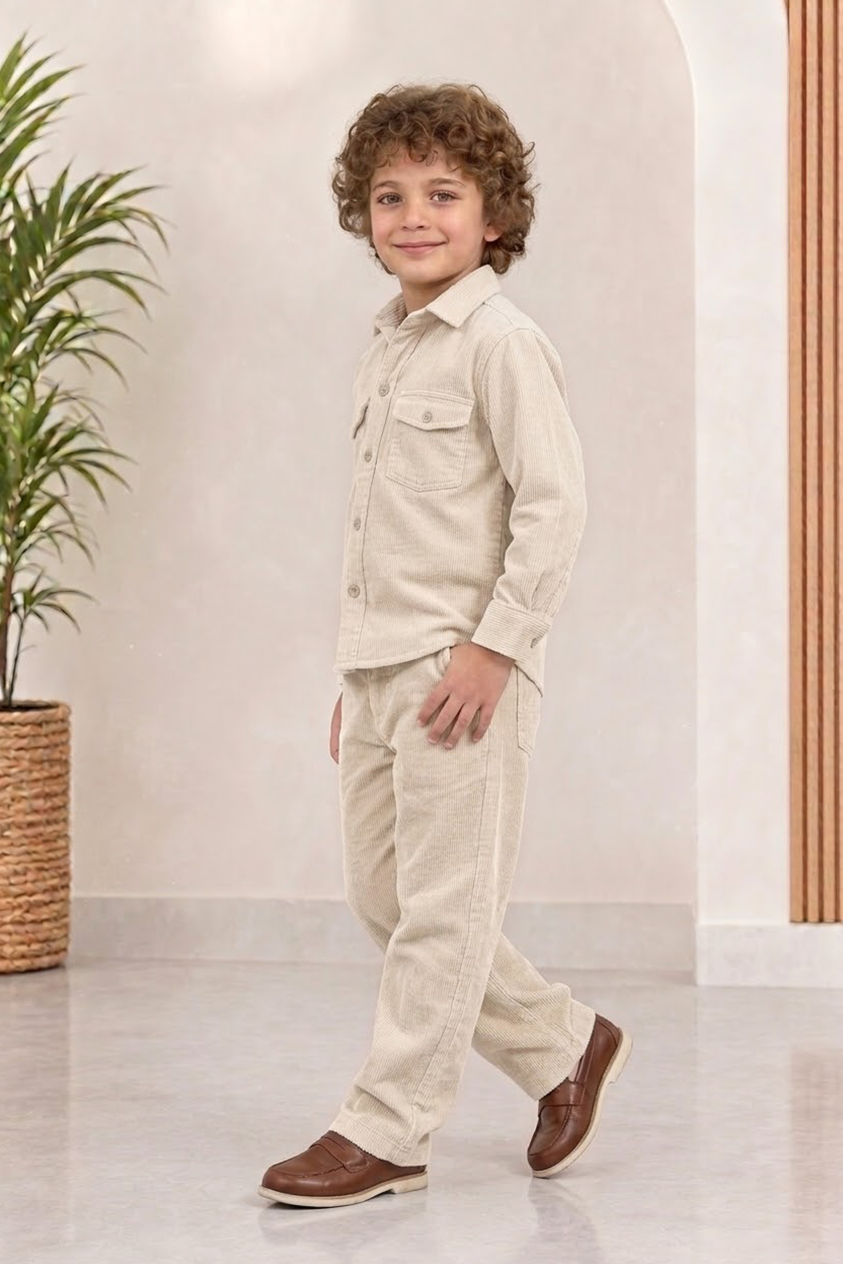 Off white corduroy winter Co-ords set
