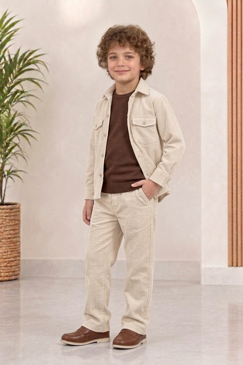 Off white corduroy winter Co-ords set