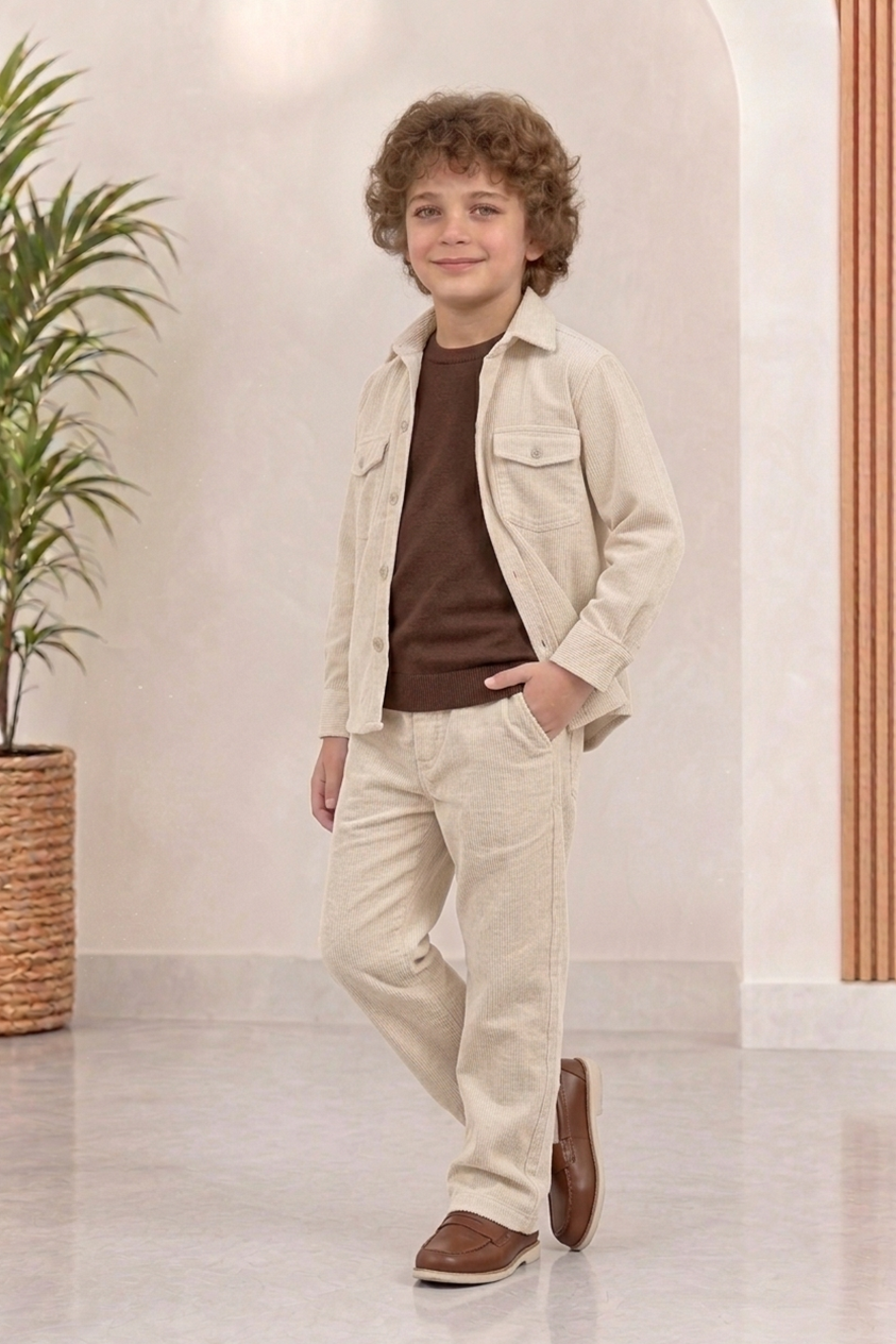 Off white corduroy winter Co-ords set