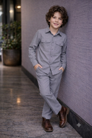 Charcoal grey full sleeve kids Co-ords