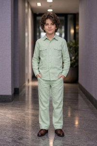 Pistachio green full sleeve kid_s Co-ords set