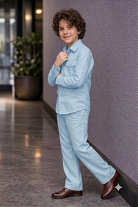 Sky blue full sleeve kid_s Co-ords set