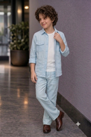 Sky blue full sleeve kid_s Co-ords set
