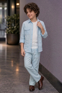 Sky blue full sleeve kid_s Co-ords set