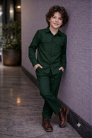Dark green full sleeve kid_s Co-ords set