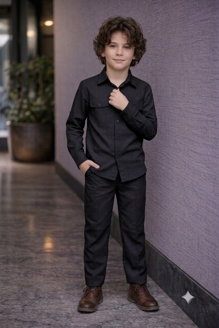 Black full sleeve kid's Co-ords set